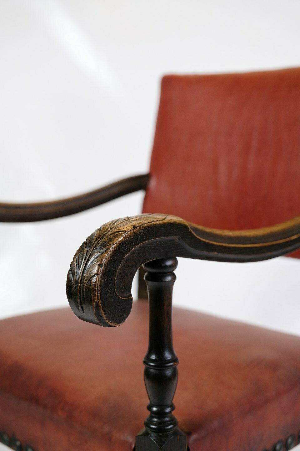 Set Of 2 Antique Armchairs In Red Leather & Oak From 1930s photo 960.0