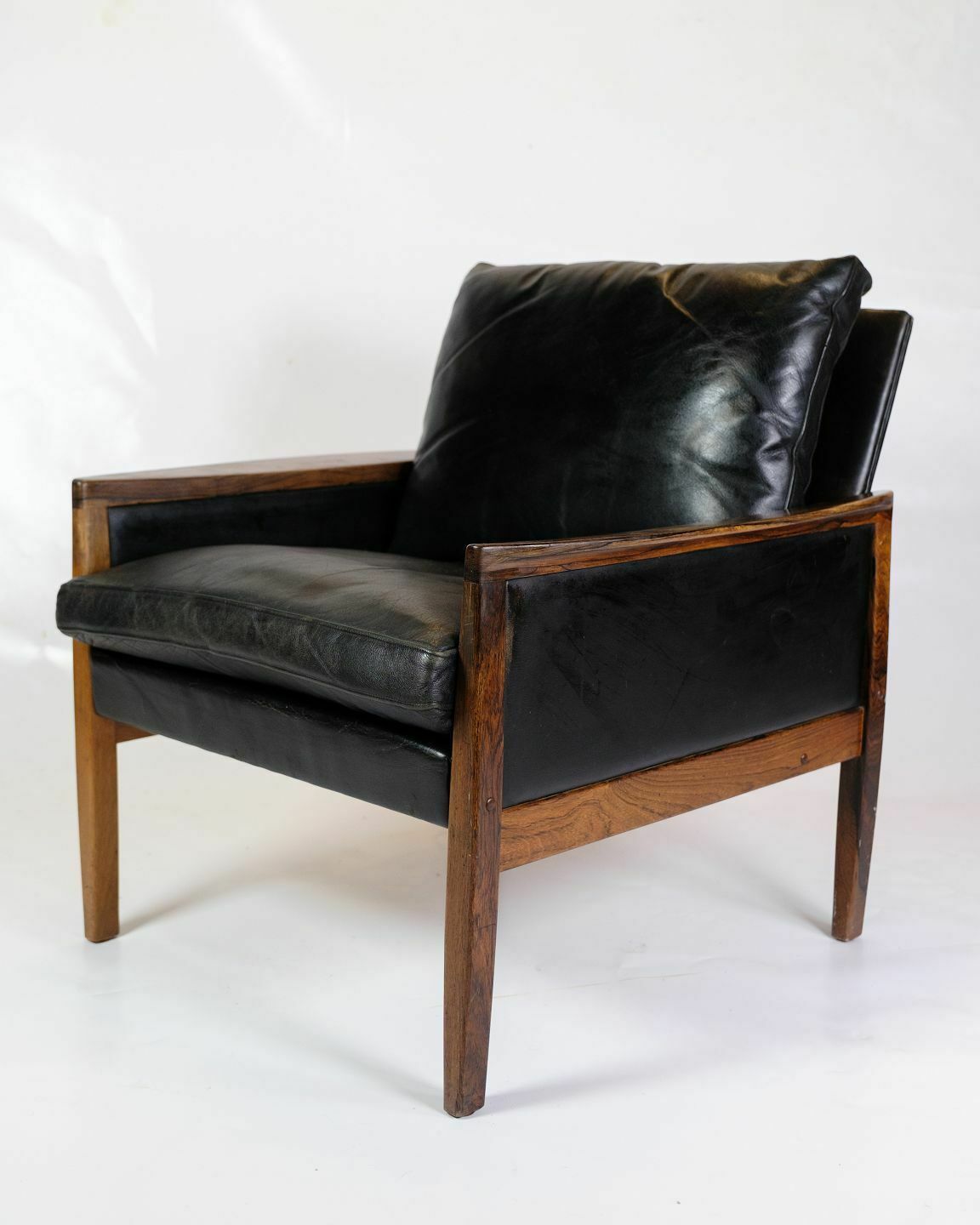 Armchair In Rosewood  & Black Leather By Hans Olsen For Brdr. Juul Kristensen From 1960s