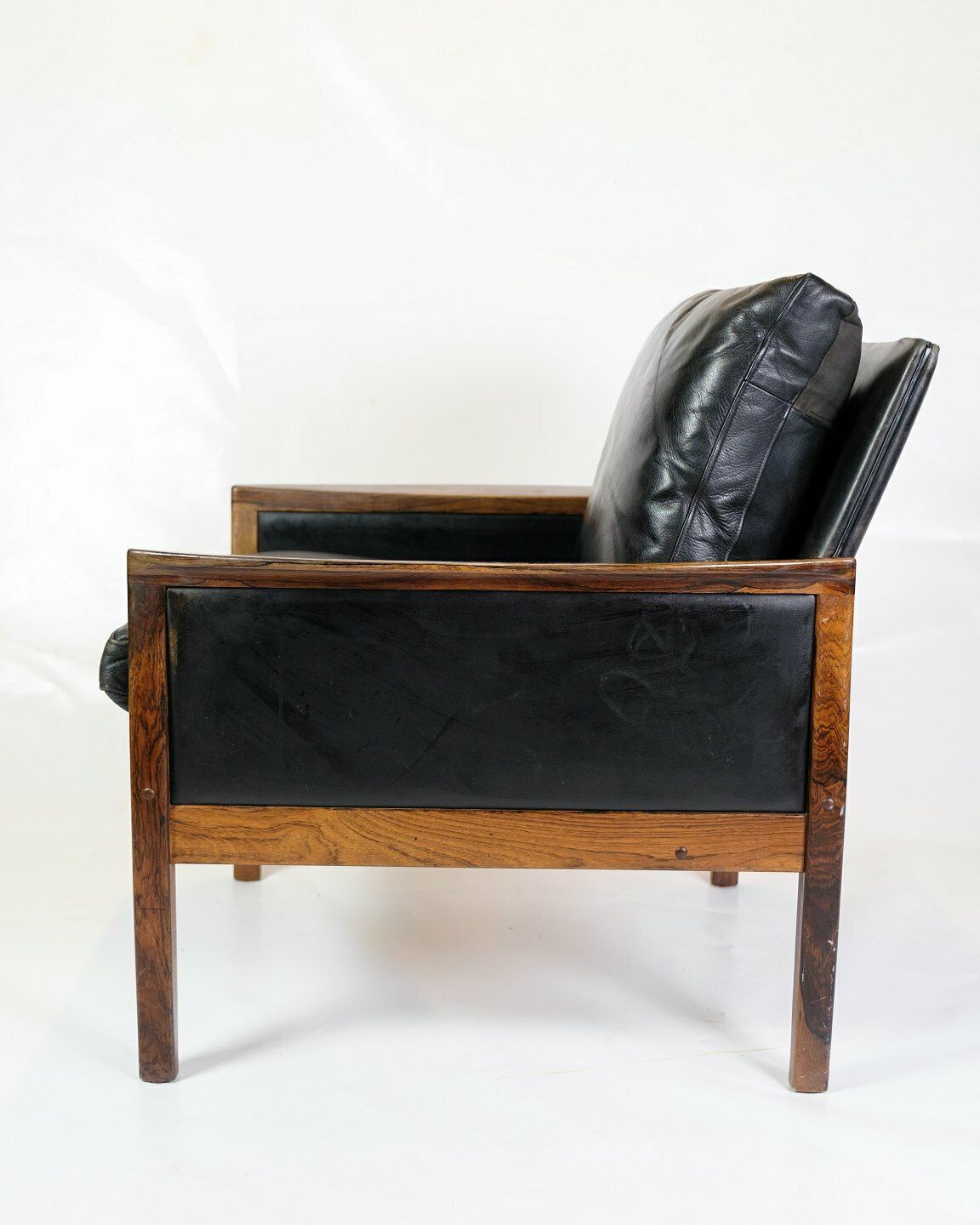 Armchair In Rosewood  & Black Leather By Hans Olsen For Brdr. Juul Kristensen From 1960s photo vinterior