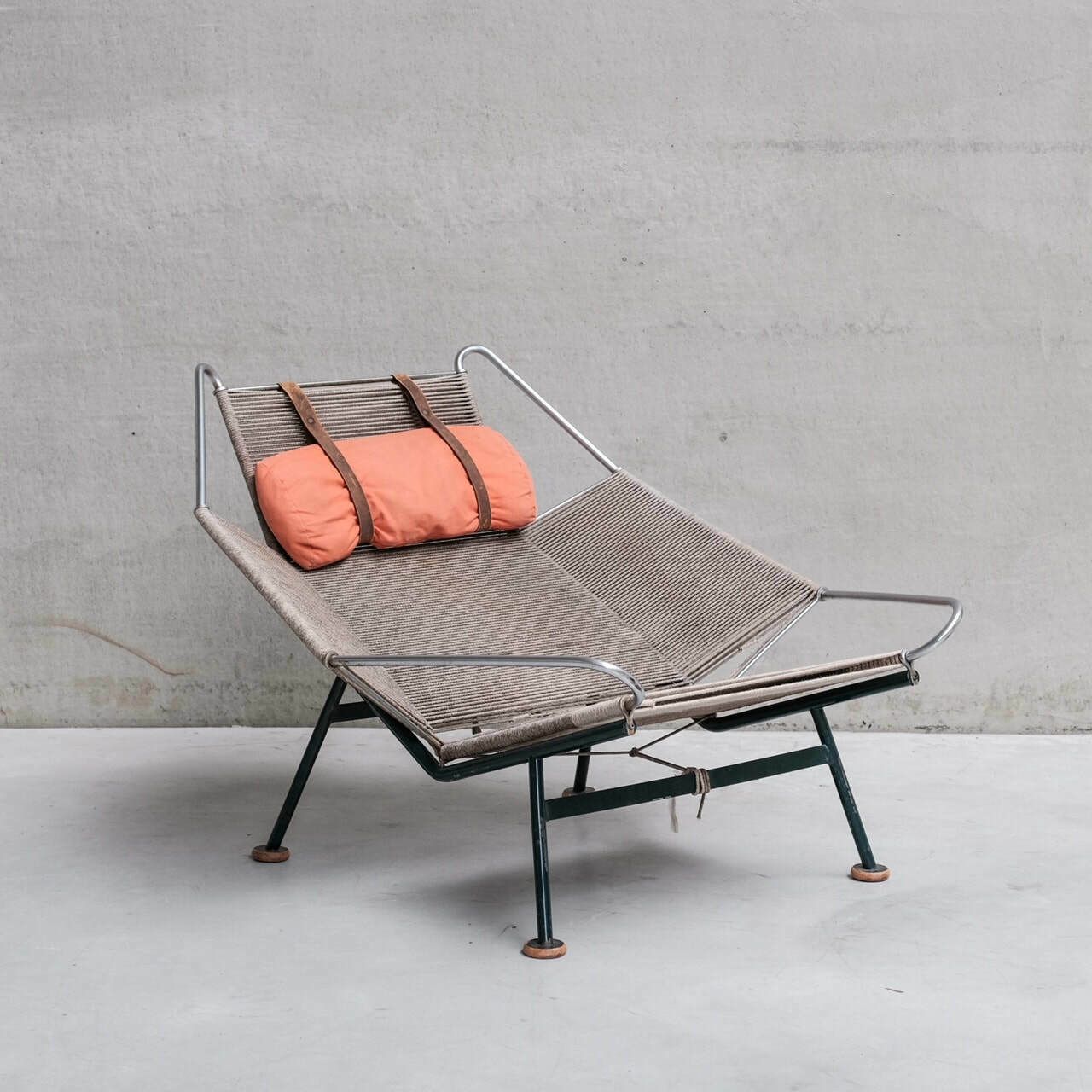 Pair Of Original Hans Wegner Flag Halyard Lounge Chairs For Getama photo for sale