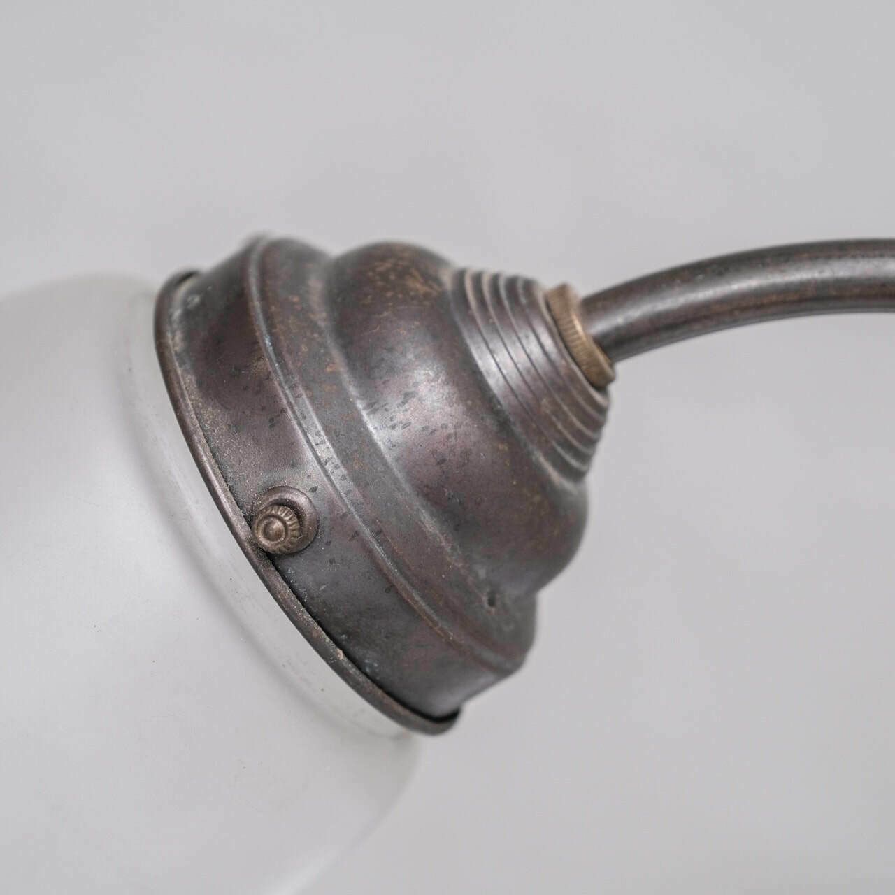 Antique Metal Frosted Glass Desk Lamp photo Lighting