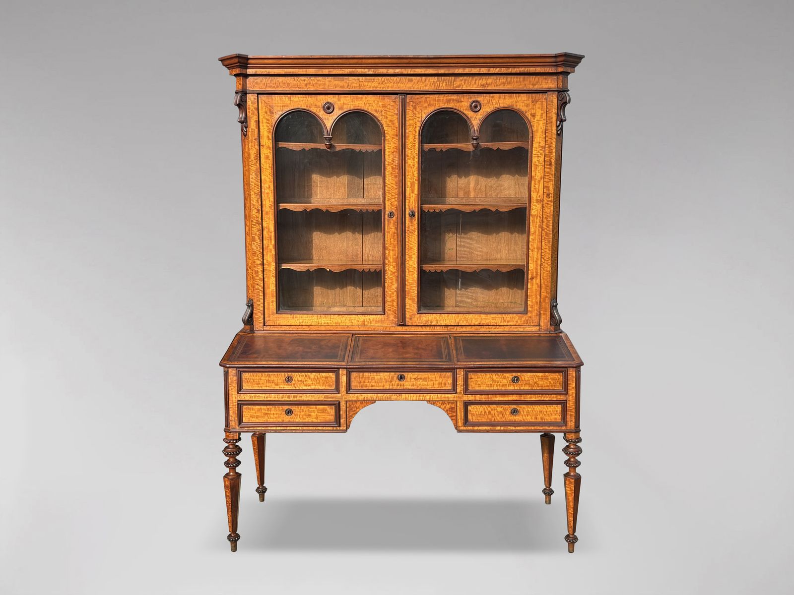 Fine 19th Century French Louis Philippe Maple Bureau Bookcase