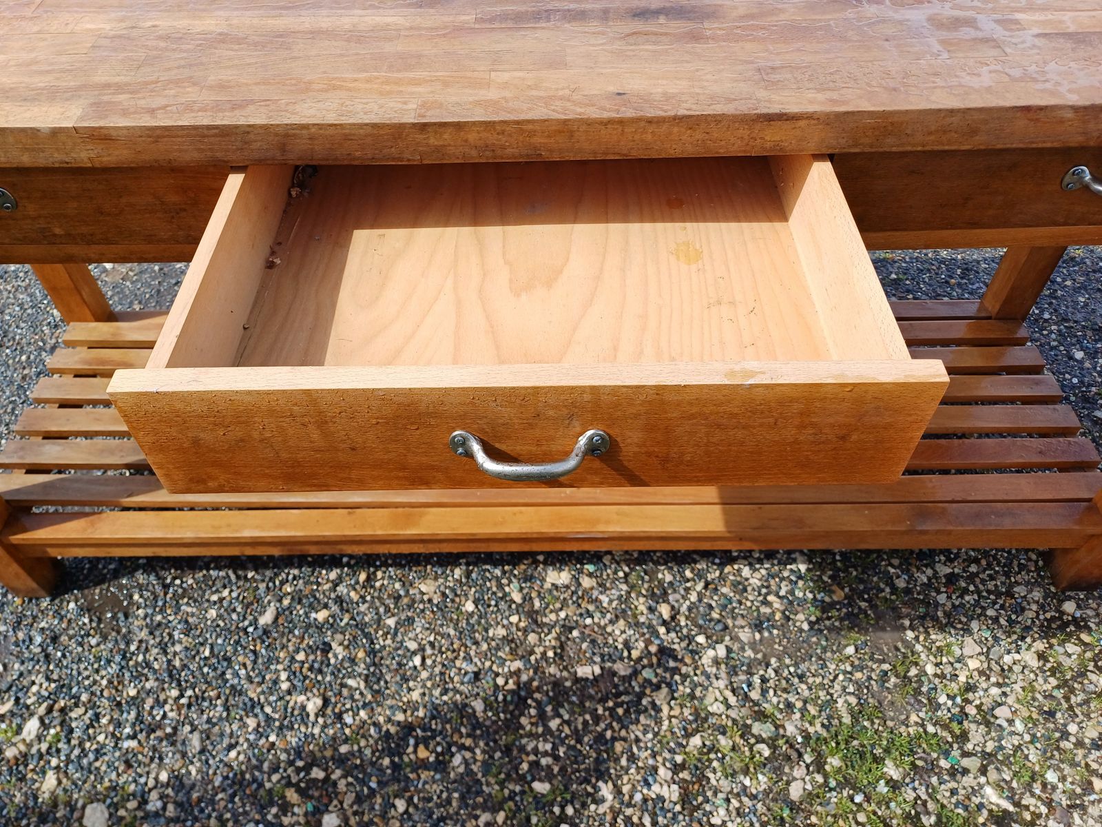 Wooden Drapery Table, 3 Drawers. photo vintage