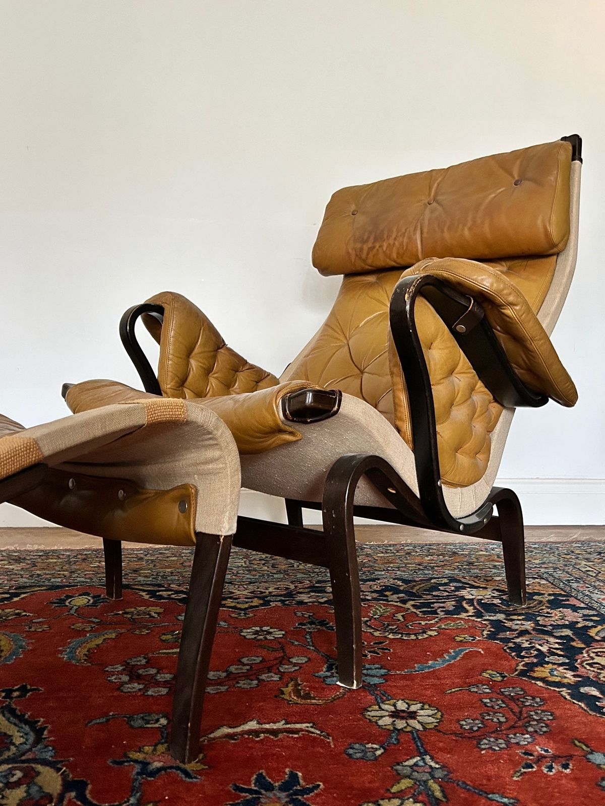 A Pernilla Leather Lounge Chair And Footstool By Bruno Mathsson For Dux, 1960s. photo 2300.0