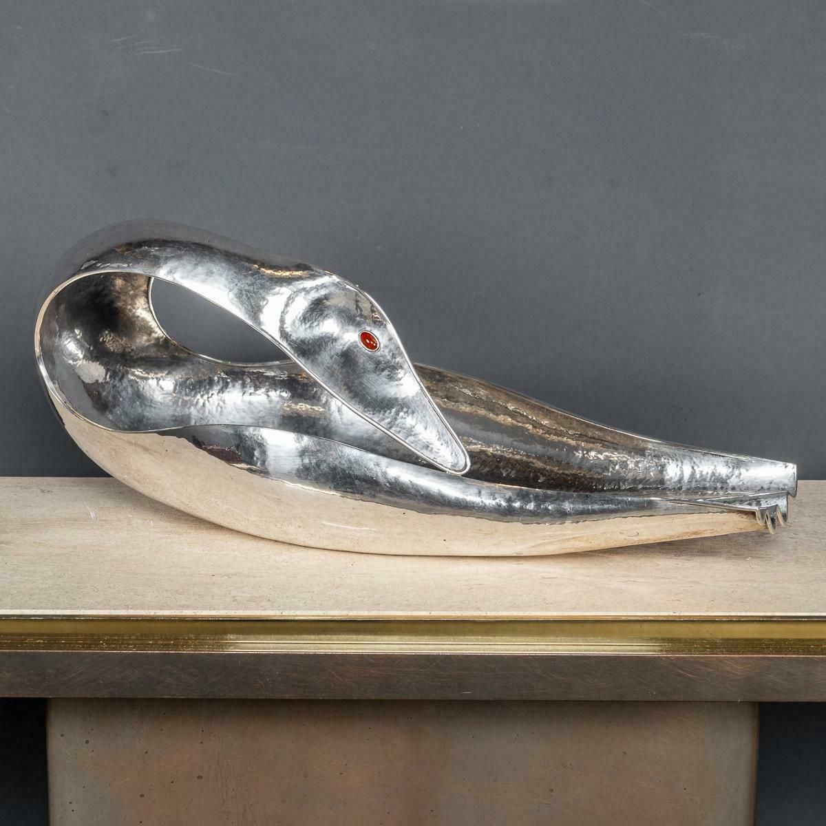 Italian Silver Baguette Tray In The Form Of A Swan, By Finzi C.1970 photo furniture