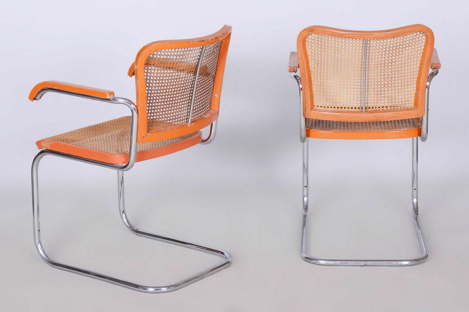 Set Of Two Original Armchairs, By Robert Slezak, Beech, Rattan, Czech, 1930s photo buy
