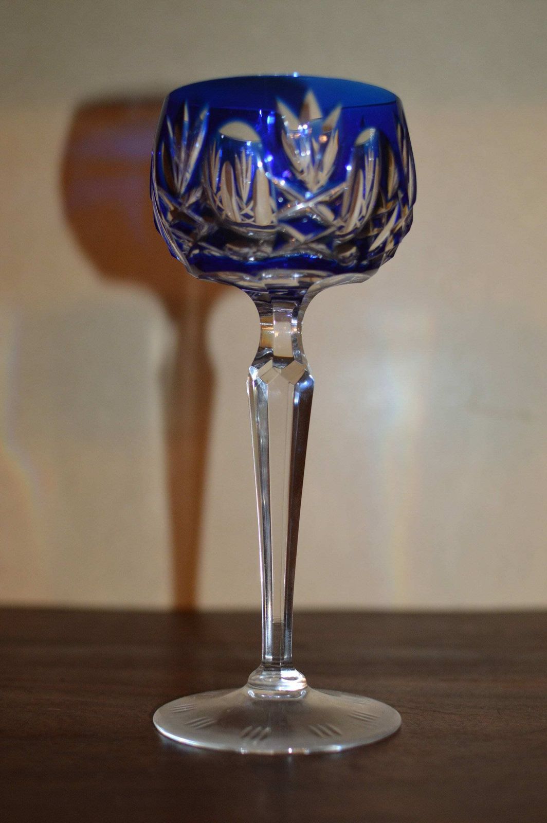 photo for sale 5 Crystal Wine Glass Color Wine Goblet | Cut Pattern By Nachtmann,