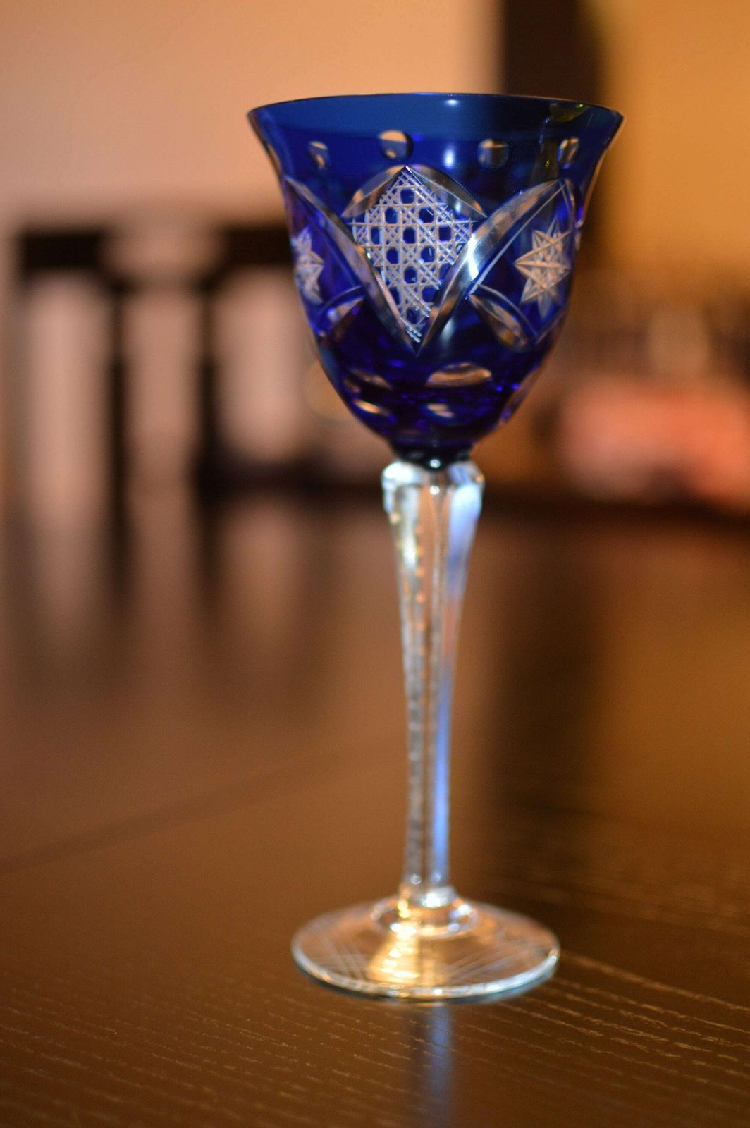 4 Crystal Wine Glass Color Wine Goblet | Cut Pattern By Nachtmann, photo for sale