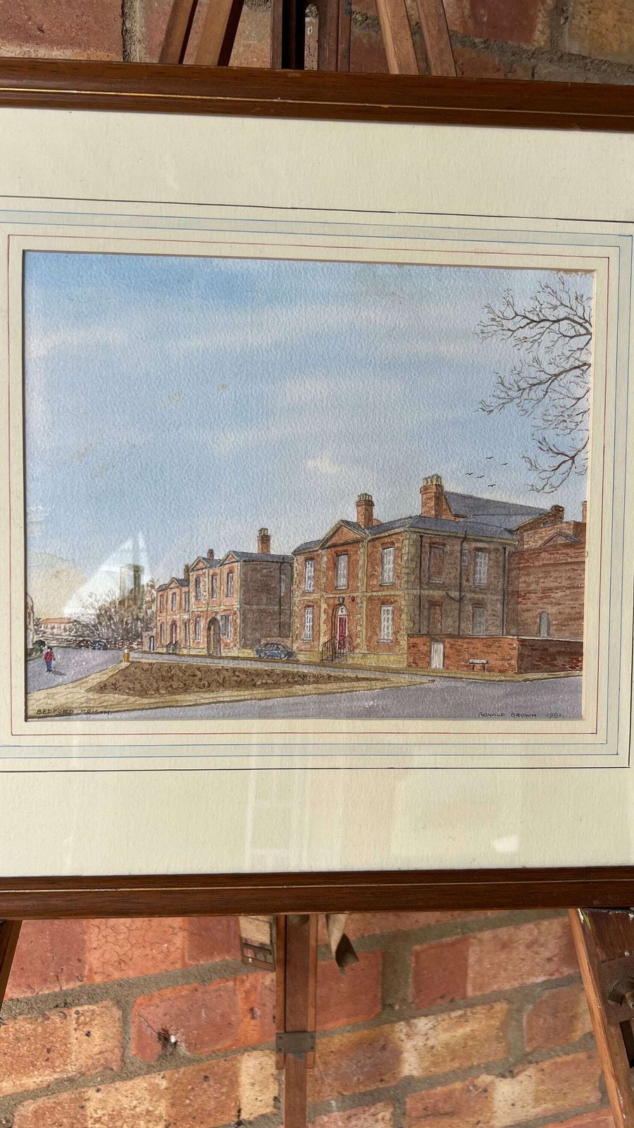 Original Framed Watercolour Painting Signed By Ronald Brown [Depicts Bedford Prison Building] photo furniture
