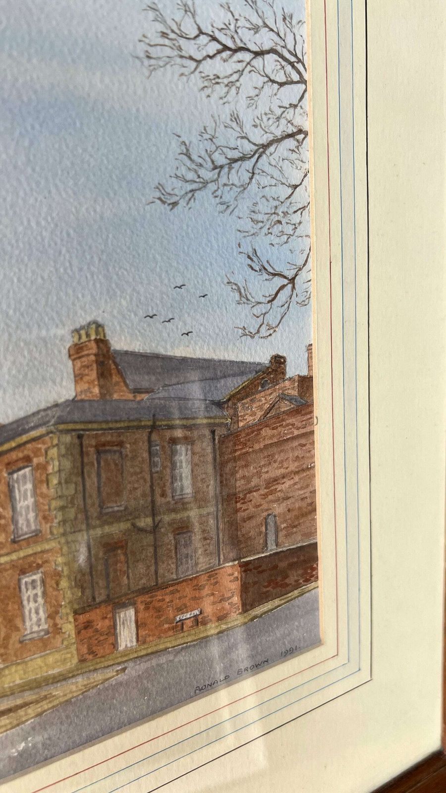 Original Framed Watercolour Painting Signed By Ronald Brown [Depicts Bedford Prison Building] photo vinterior