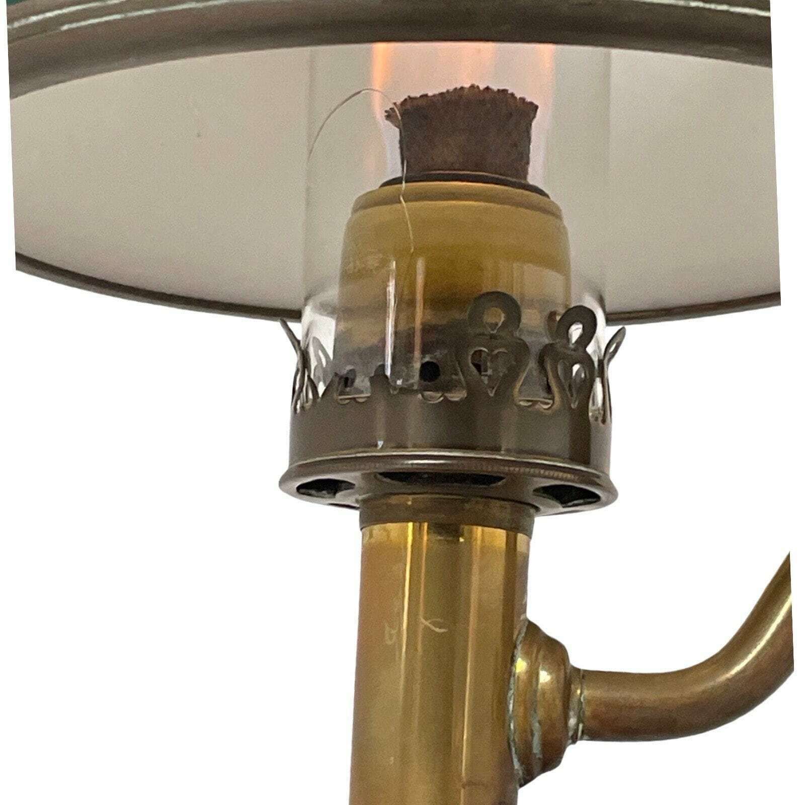 Art Nouveau   Brass With Glass   Table Oil Lamp   Working Condition   Germany, Ca. 1910 photo vinterior