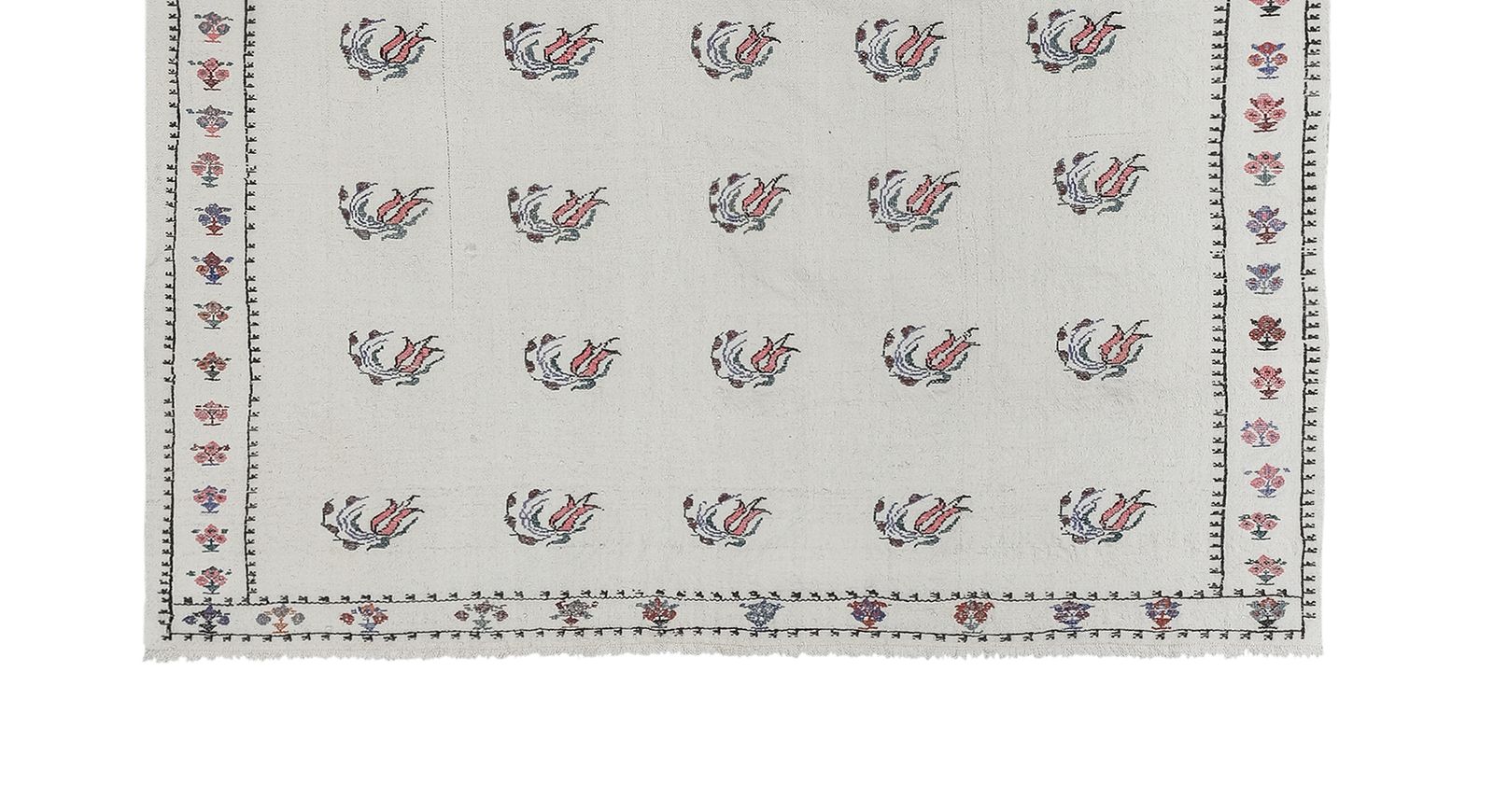 Aubusson Floral Turkish Kilim Rug 5'1" X 6'11" photo vinterior