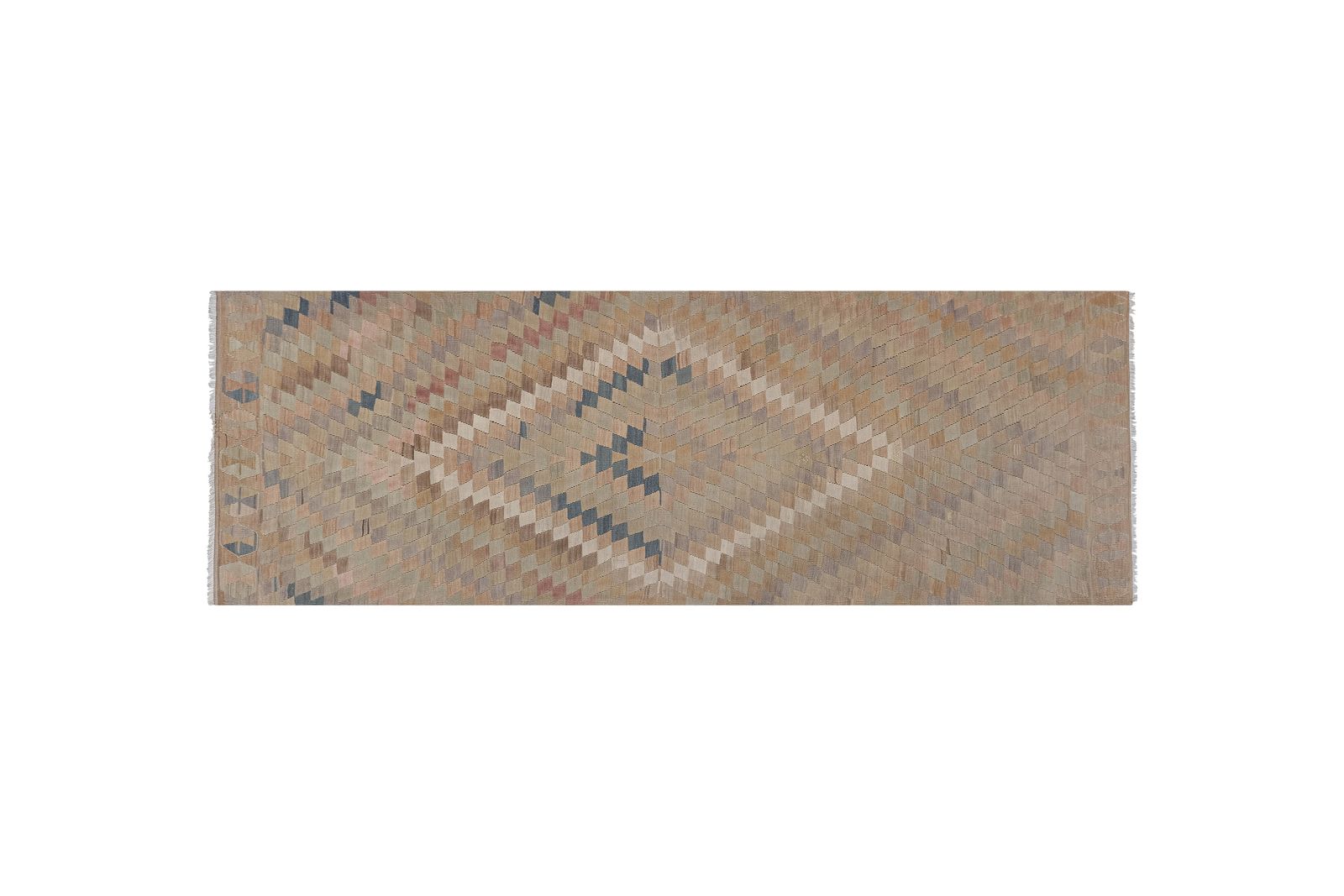 Turkish Geometric Kilim Rug 4'5'' X 12'3'' photo vintage