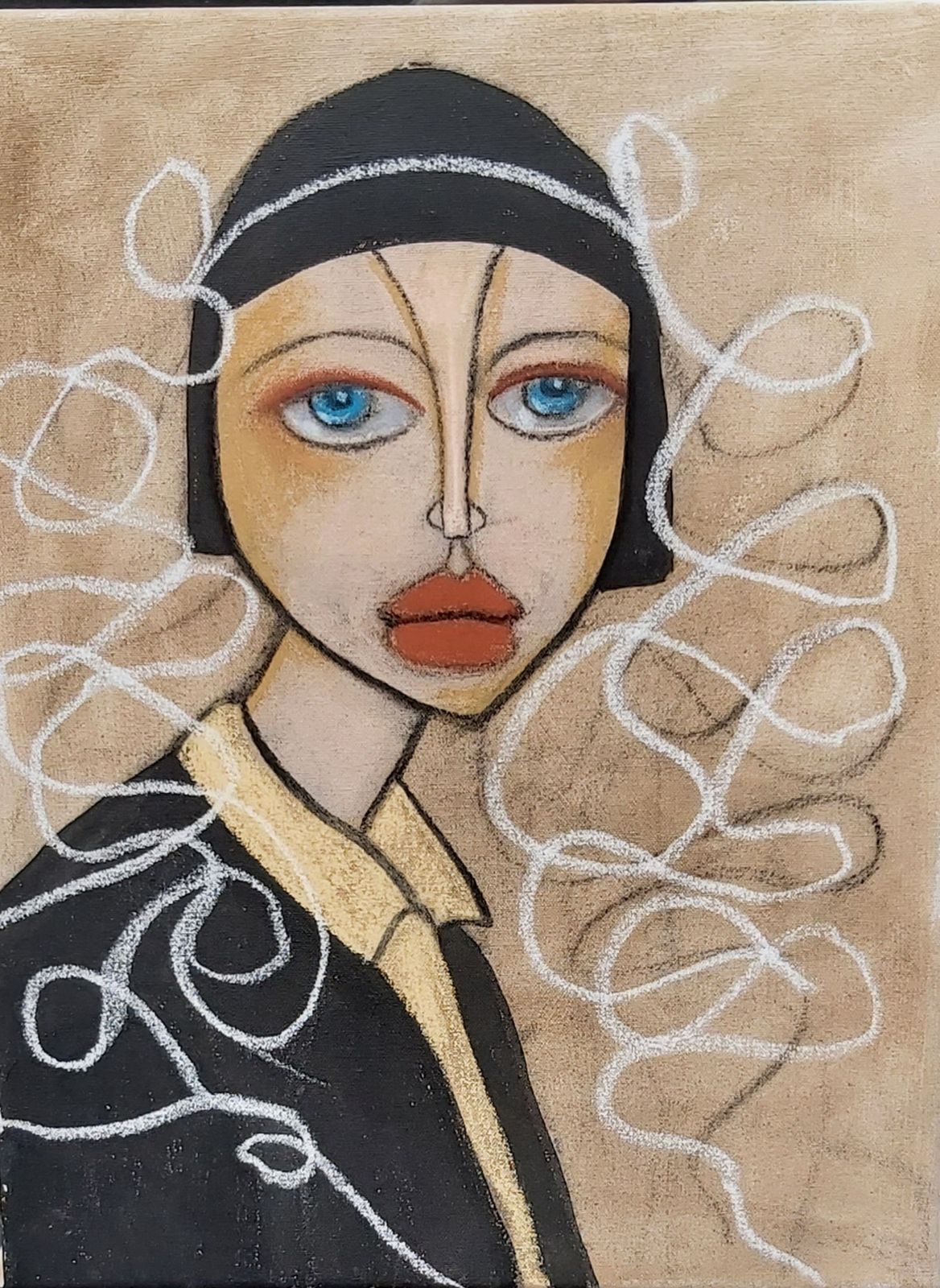 Wire Head Dress Yohji Yamamoto. Figurative Fashion Painting