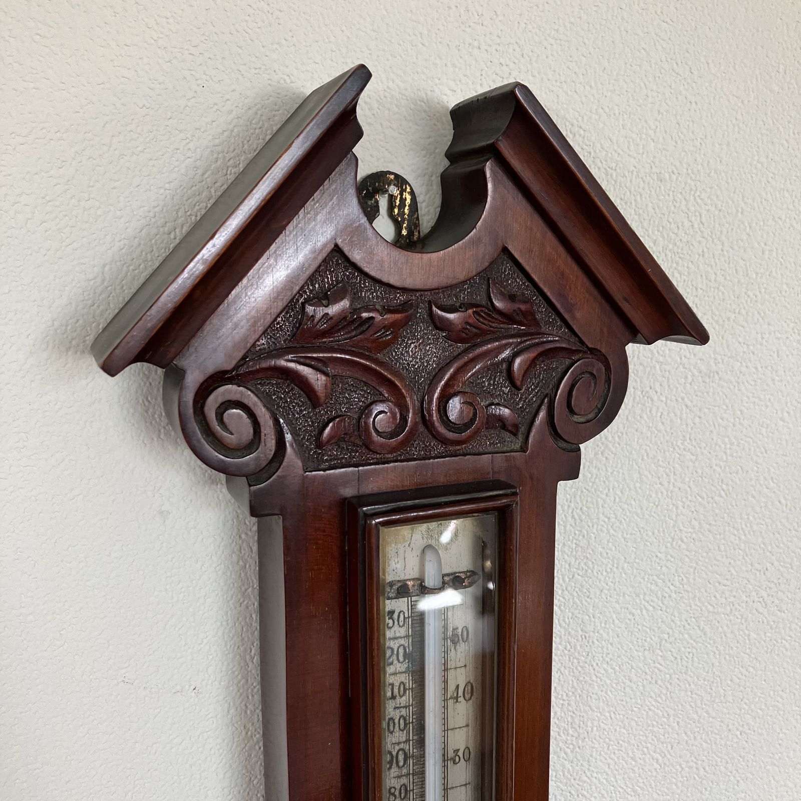 Beautiful Edwardian Carved Banjo Aneroid Barometer With Thermometer By James Lucking & Co photo furniture