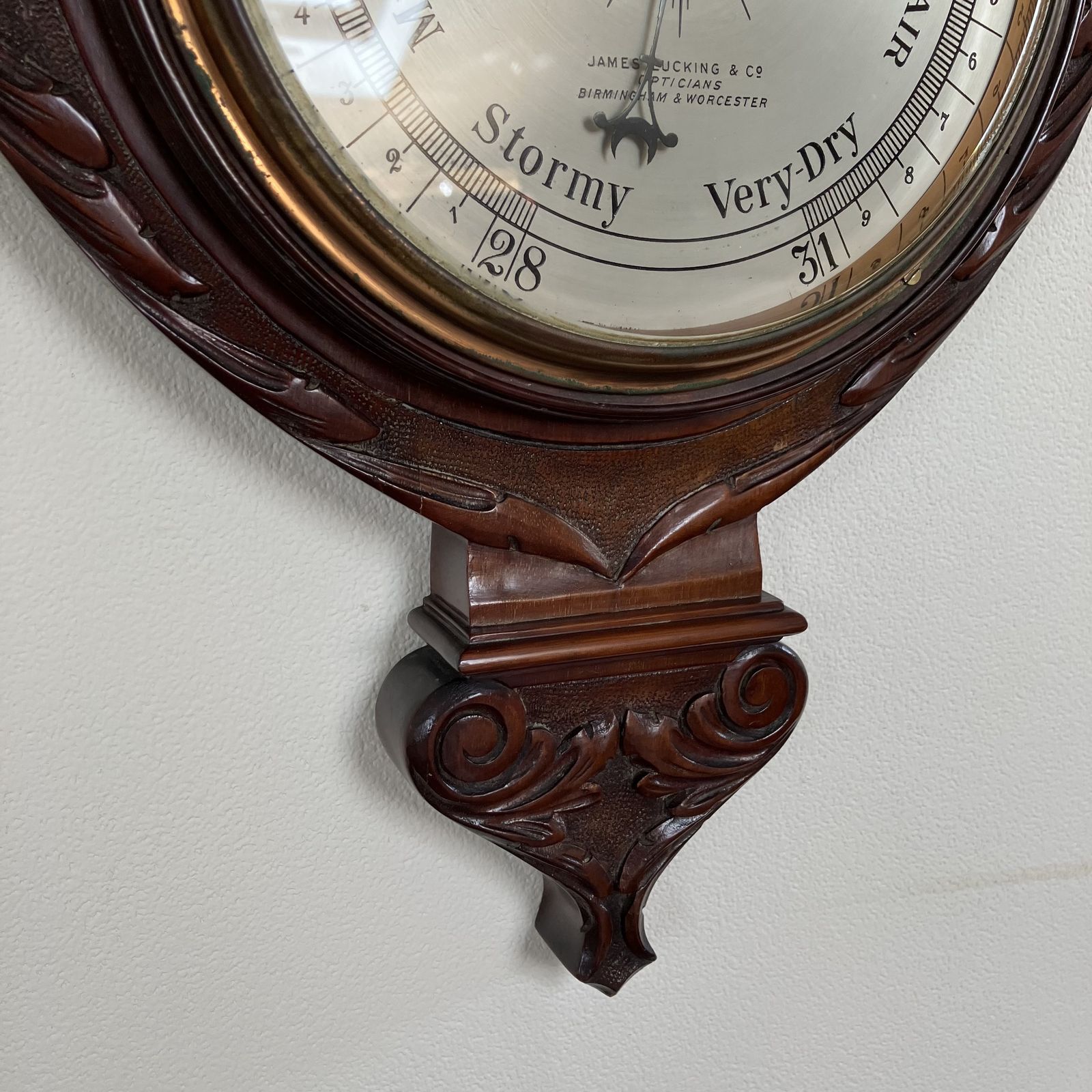 Beautiful Edwardian Carved Banjo Aneroid Barometer With Thermometer By James Lucking & Co photo buy