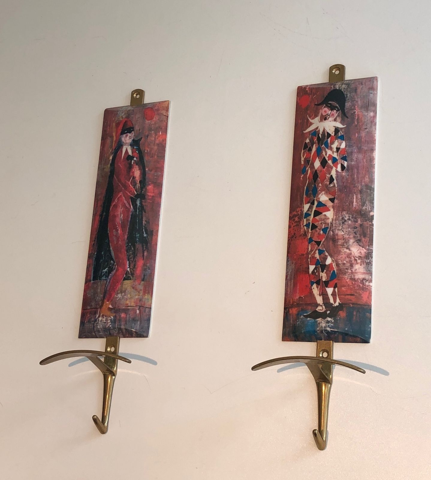 750.0 Pair Of Coat Hooks Representative Characters From Comedia Del Arte In The Taste Of Piero Fornasseti photo