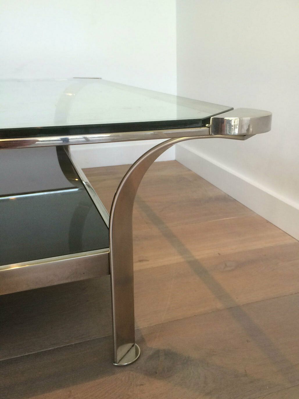 Important Designer Coffee Table In Chrome And Glass Trays photo vinterior