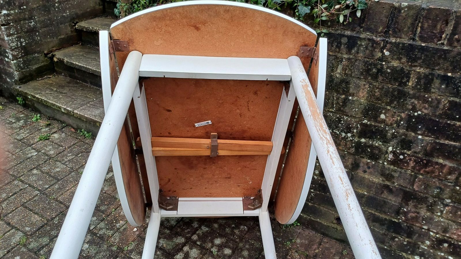Classic Vintage Retro 70s Dining Kitchen Table White Formica Top And Wooden Legs. Legs Are Detachable For Access. 'Dinette'. Drop Leaf. photo vinterior