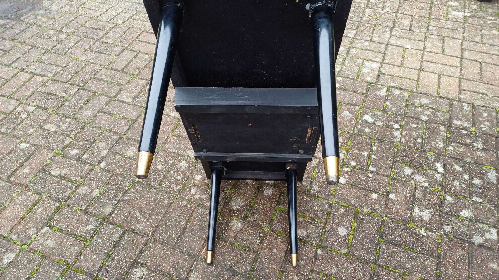 photo for sale Superb Vintage Formica Coffee Table Formica Top Wooden Black And Brass Legs Unusual Built In Tray.