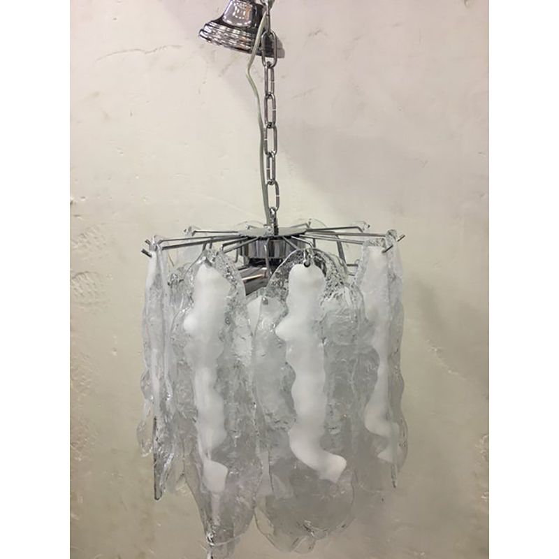 Italian Murano Glass Chrome Metal Frame Sputnik Chandelier photo vinterior
