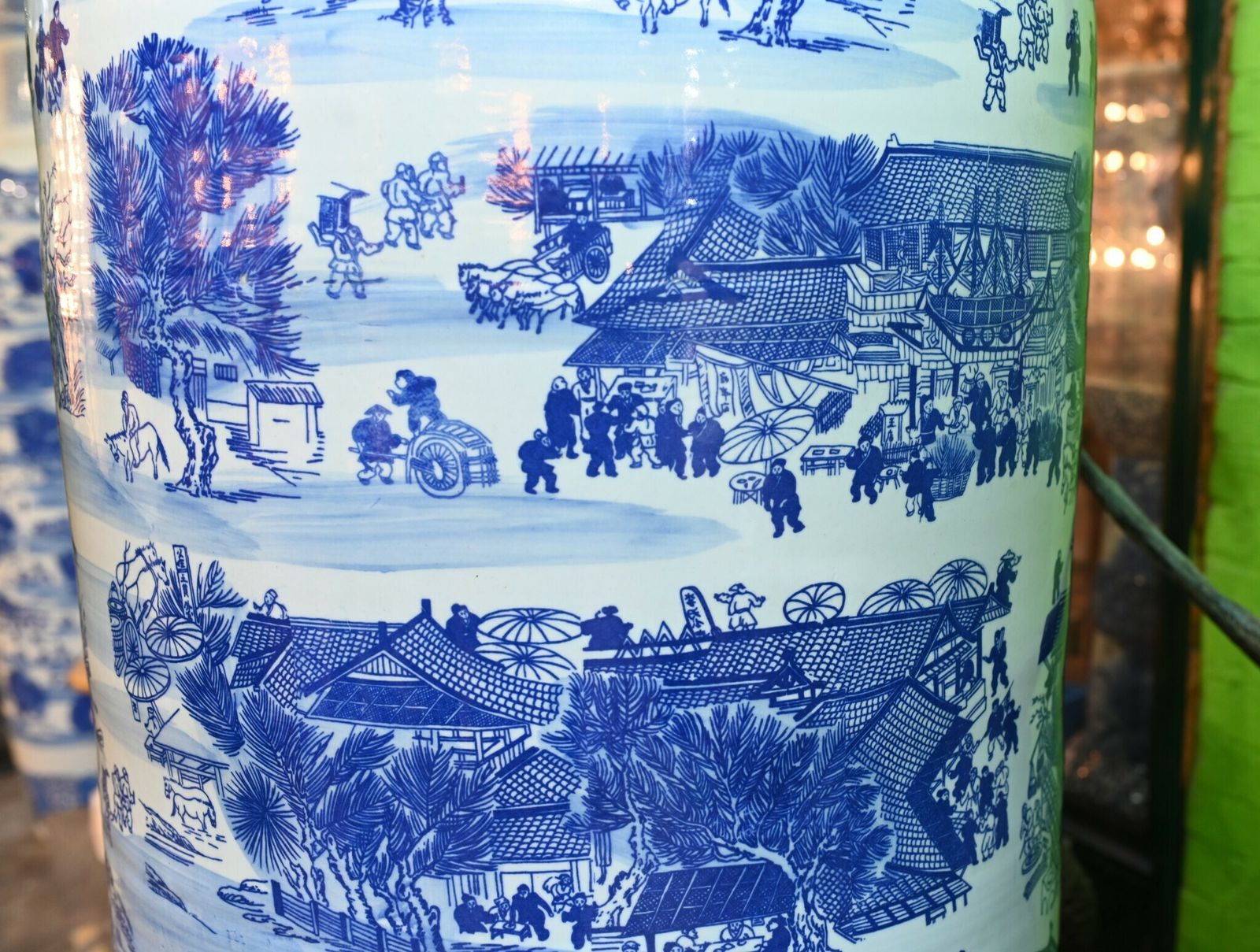 Pair Giant Blue And White Chinese Porcelain Urns Nanking Temple Jars 3 Metres photo Home Decor