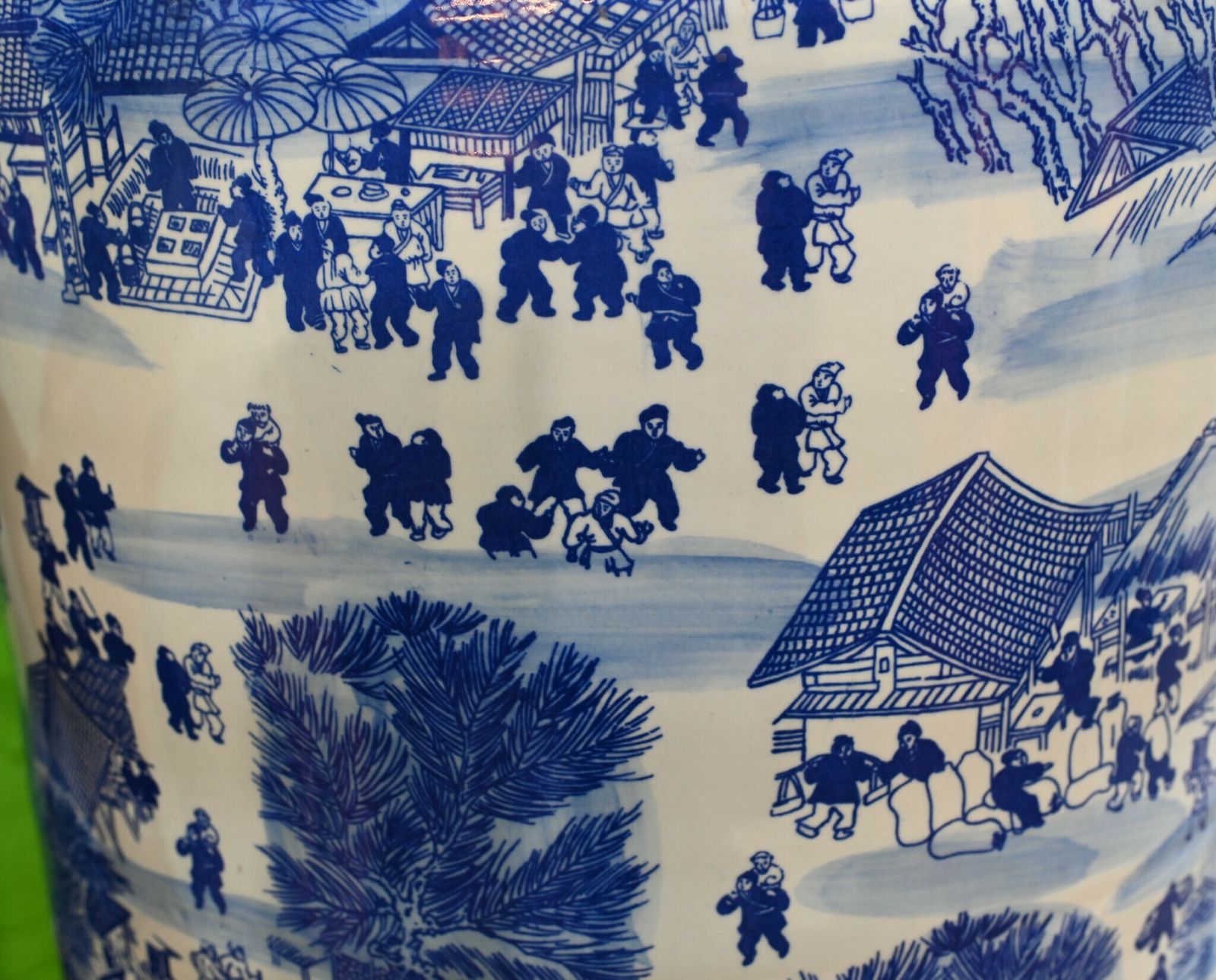 photo furniture Pair Giant Blue And White Chinese Porcelain Urns Nanking Temple Jars 3 Metres