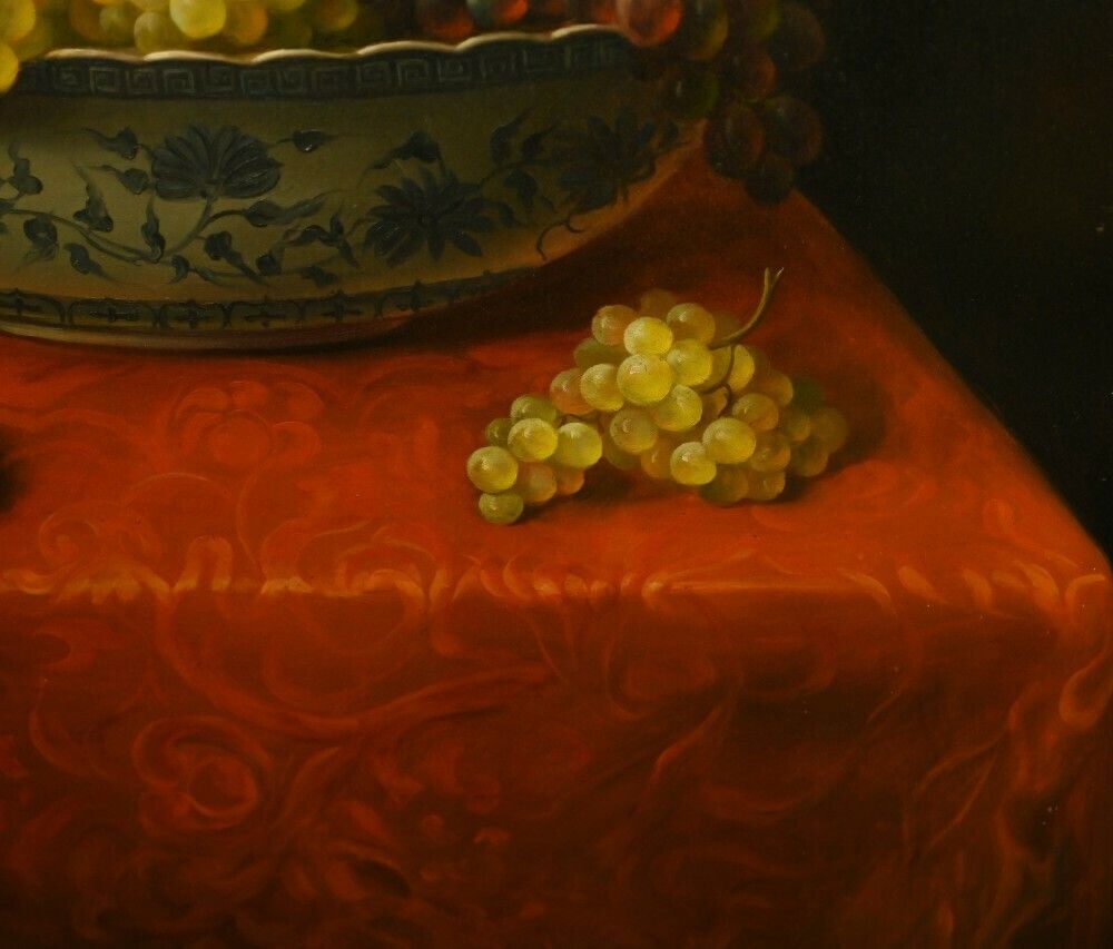 Italian Oil Painting Fruit Still Life Art photo vintage