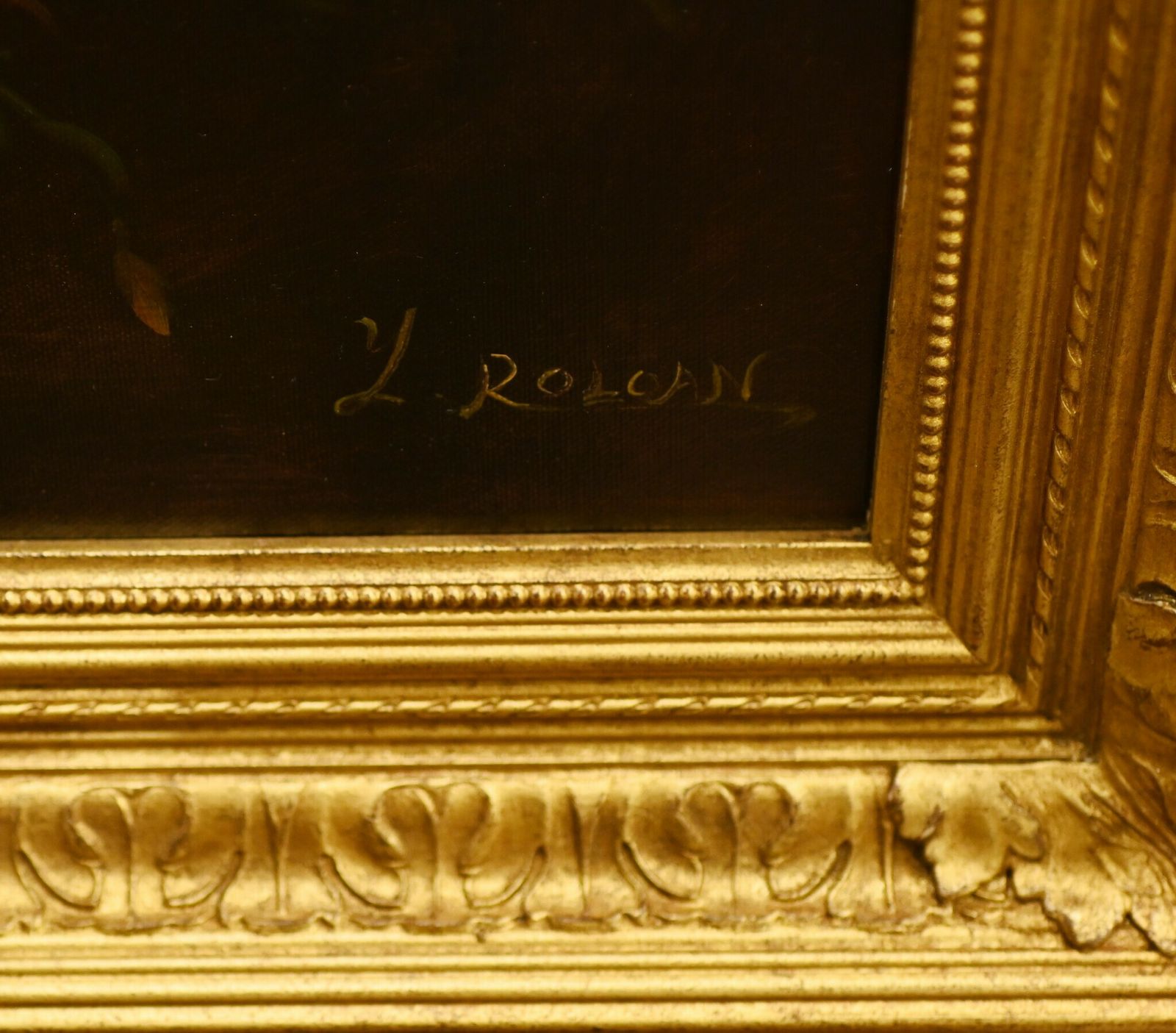 Regency Oil Painting Cherub Floral Potrait Putti Trio Signed photo furniture