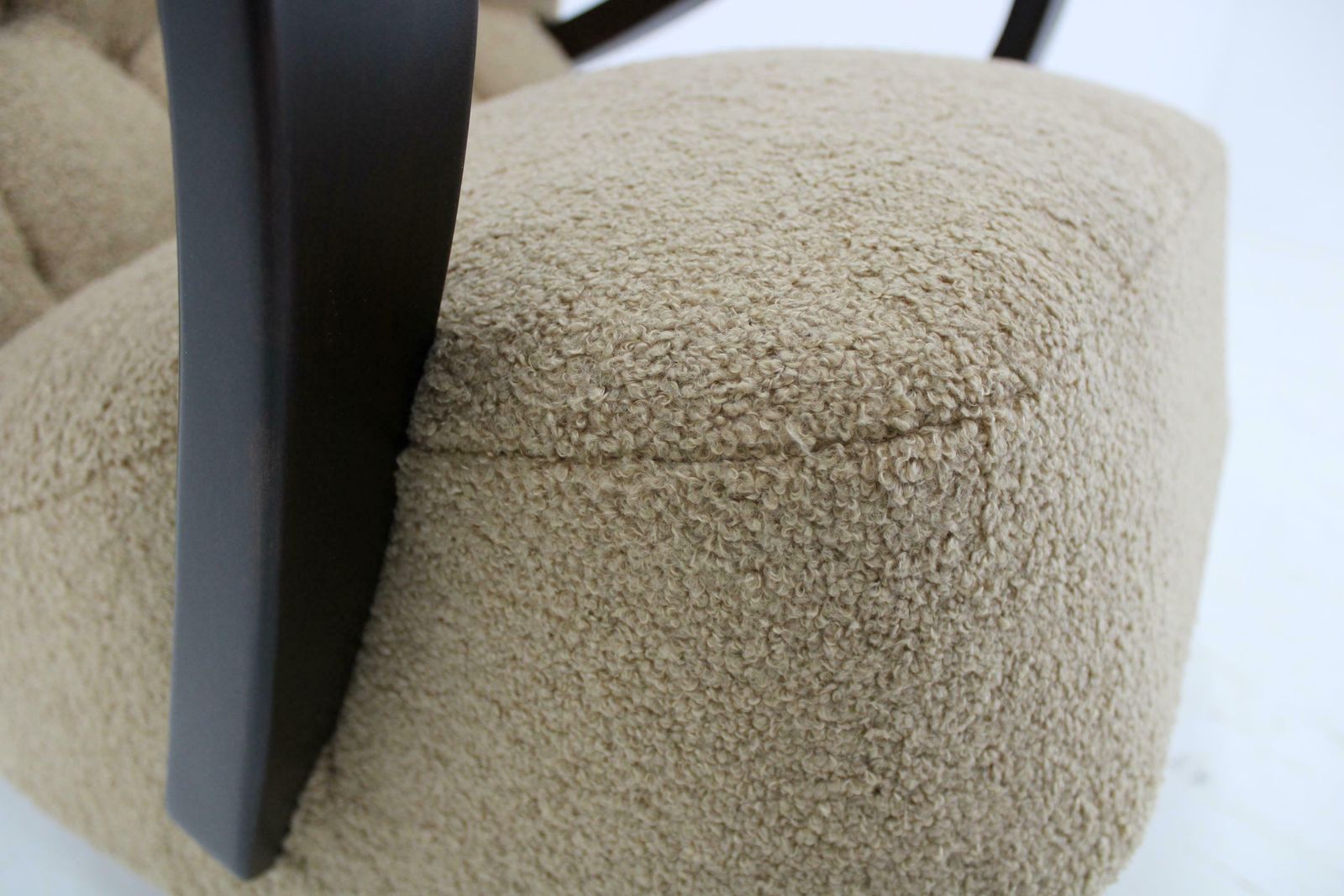 1940s Restored Wing Armchair In Boucle Fabric, Czechoslovakia photo Furniture