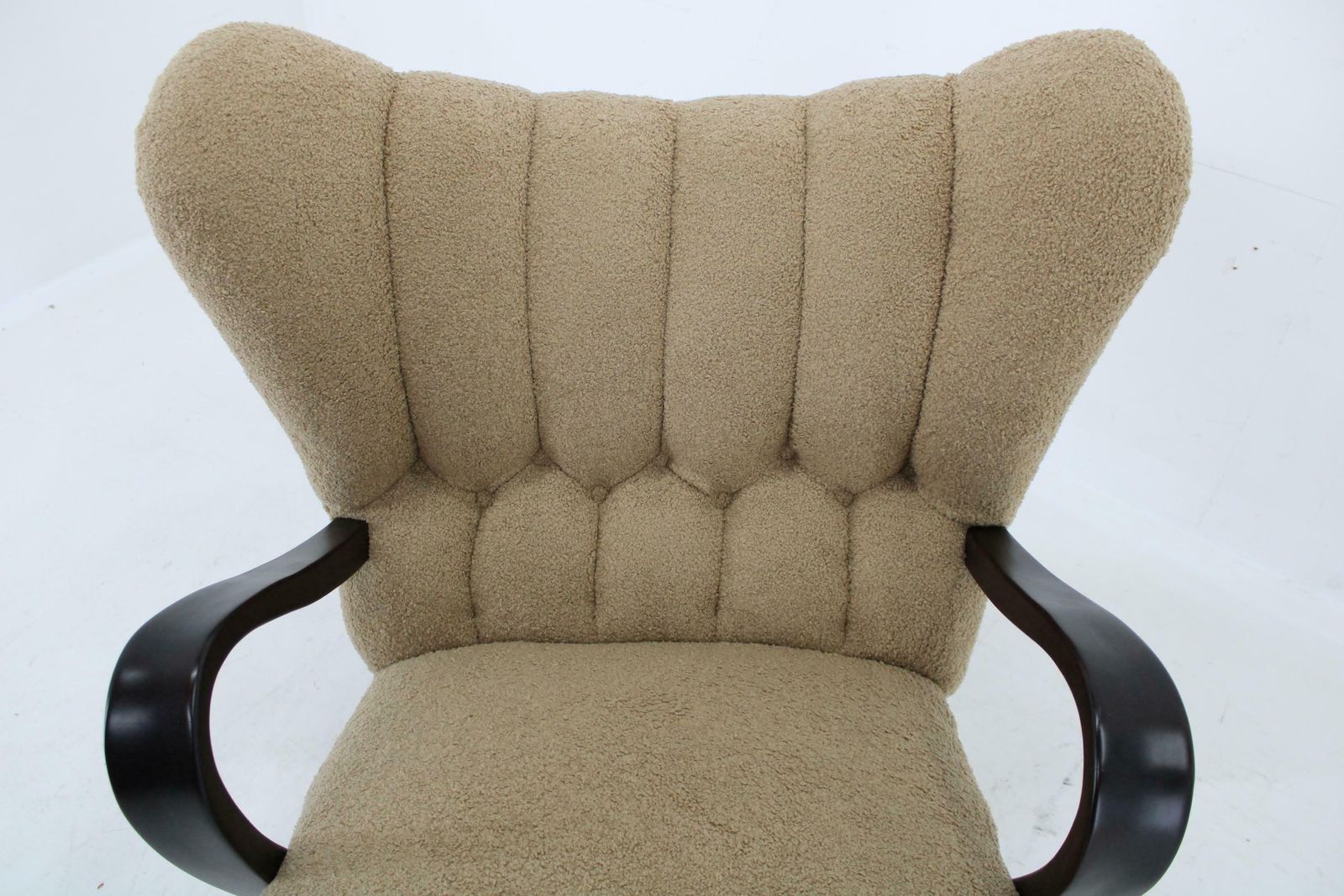 1940s Restored Wing Armchair In Boucle Fabric, Czechoslovakia photo 2920.0