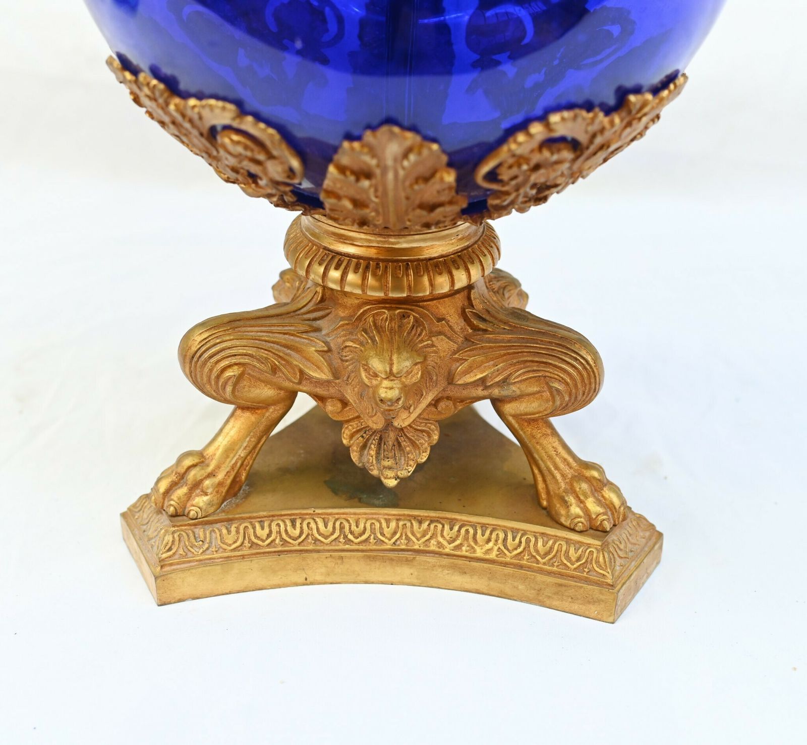 Pair French Glass Candelabras Gilt Mounts Empire 1870 photo for sale