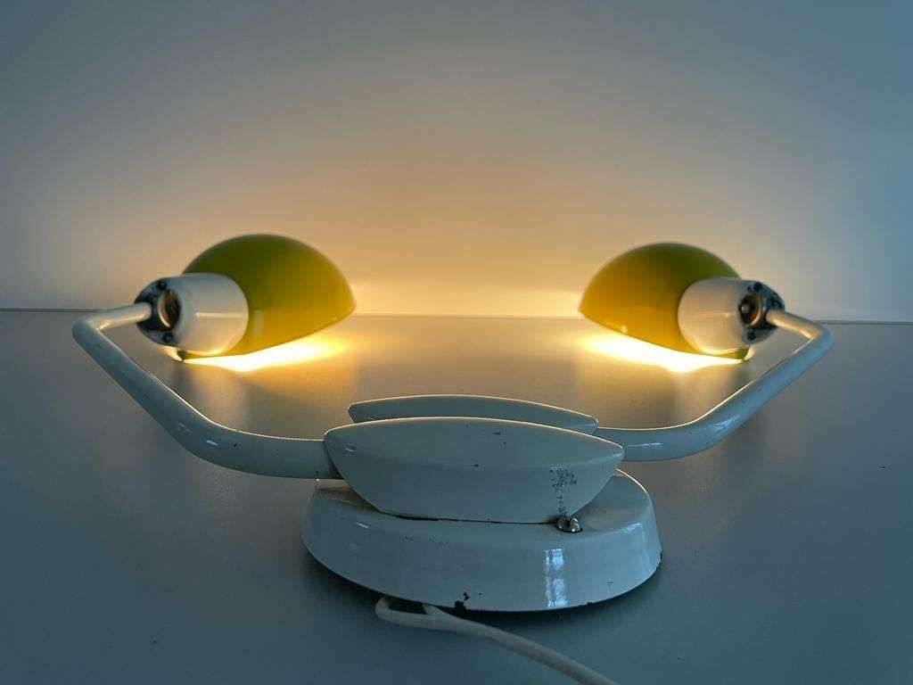 Italian Yellow White Metal Twin Shade Large Single Sconce, 1950s, Italy photo vinterior