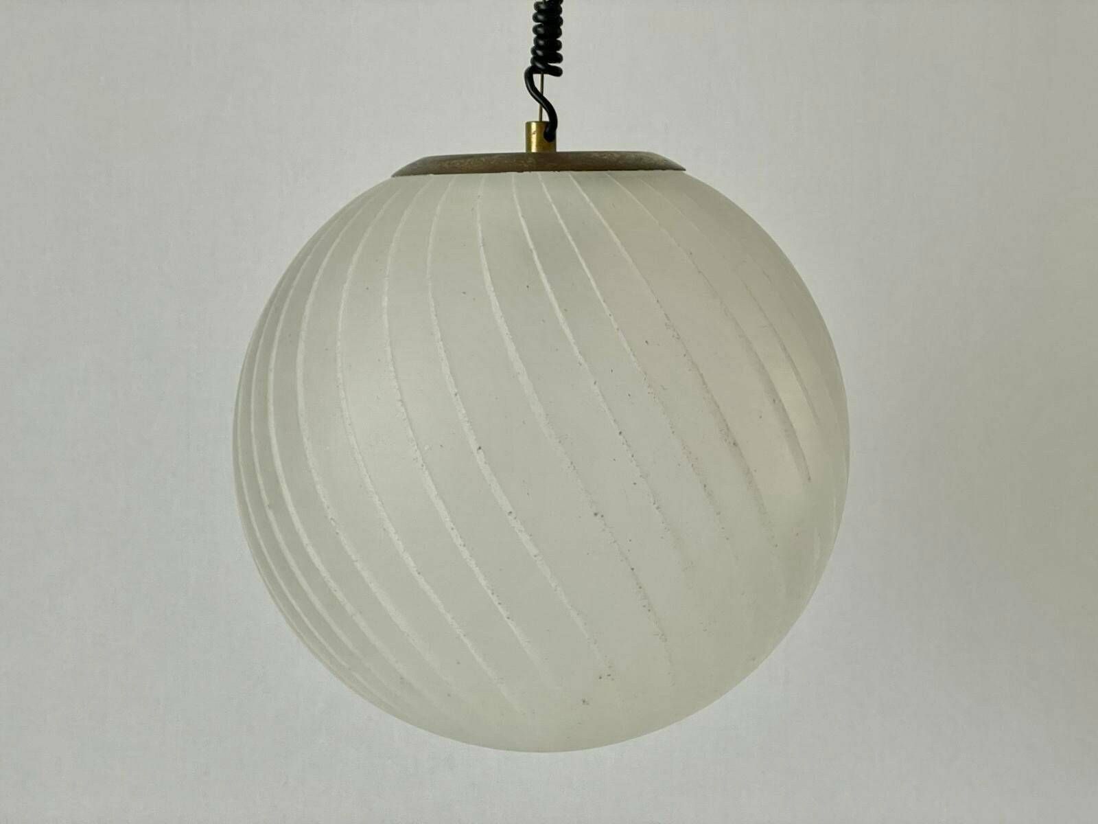 Italian Swirl Ball Glass Pendant Lamp, 1960s, Italy