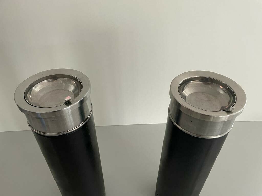 Mid Century Modern Italian Design Set Of 2 Chrome Top Ashtrays photo Home Decor
