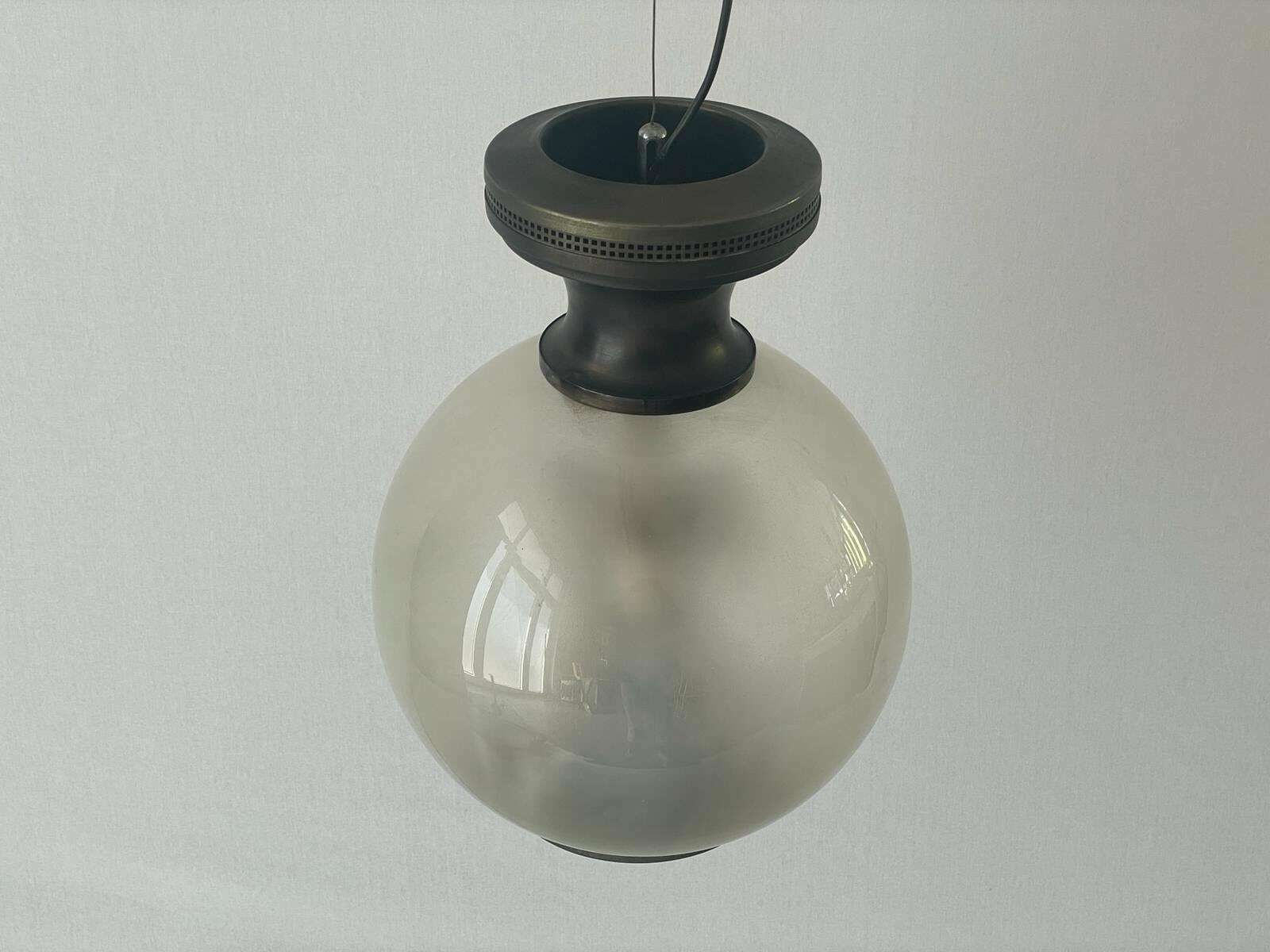 Exceptional Italian Design Smoked Ball Glass Large Pendant Lamp, Italy, 60s photo 2219.0
