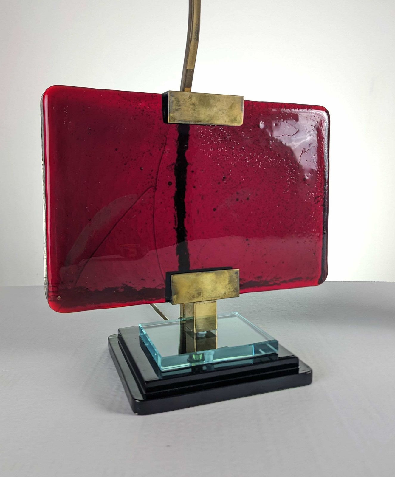 Pair Of Lamps By Pietro Chiesa For Fontana Arte In Glass And Brass photo Lighting