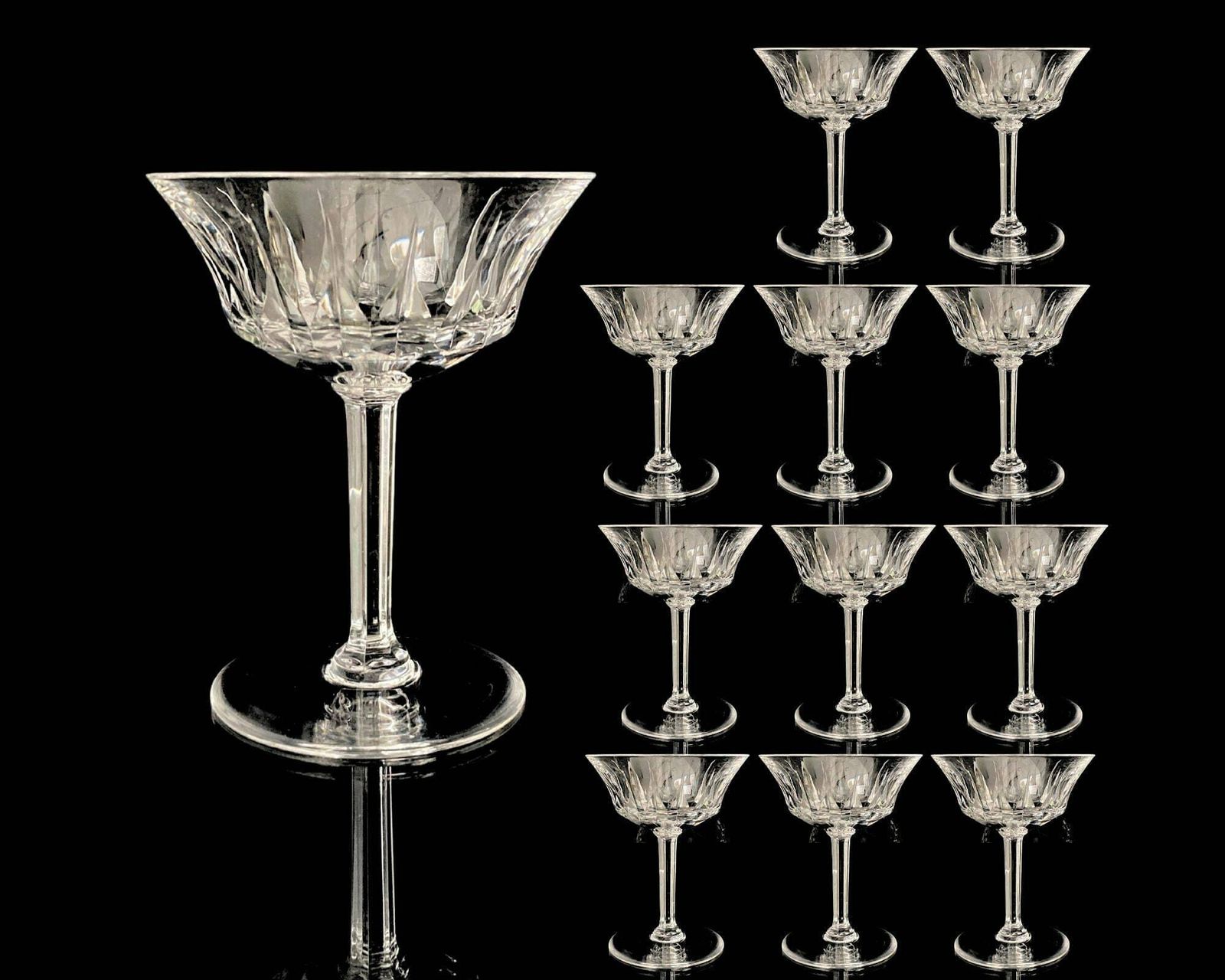 Val Saint Lambert Coupes | 12 Stuks Champagneglazen | Kristal Ca. Jaren 1950