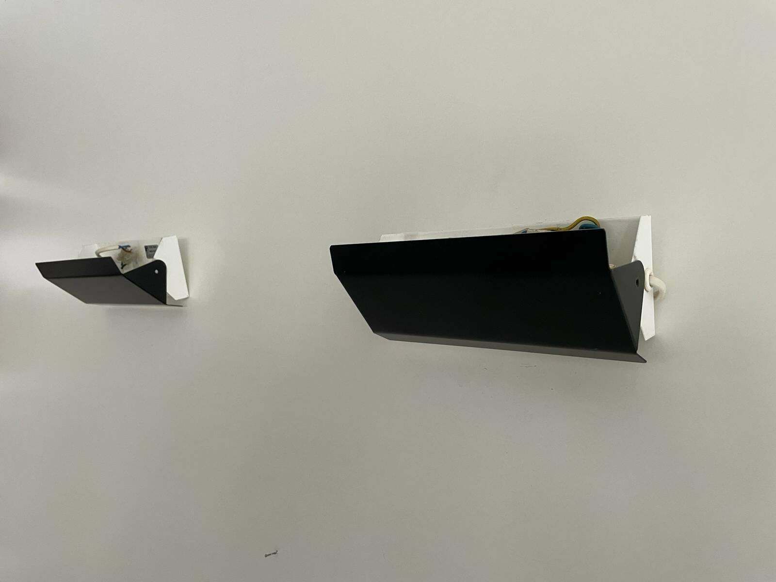 Mid Century Modern Black And White Metal Pair Of Sconces By Horn Leuchten, Adjustable Reflectors, Stilnovo Era, 1950s, Germany photo for sale