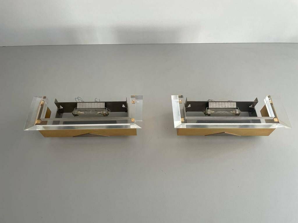 Gold Metal Halogen Sconces By Vereinigte Werkstätten, 1950s, Germany photo Lighting