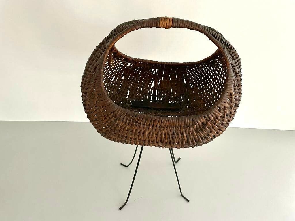Italian Design Wicker Floor Basket, 1960s, Italy photo for sale