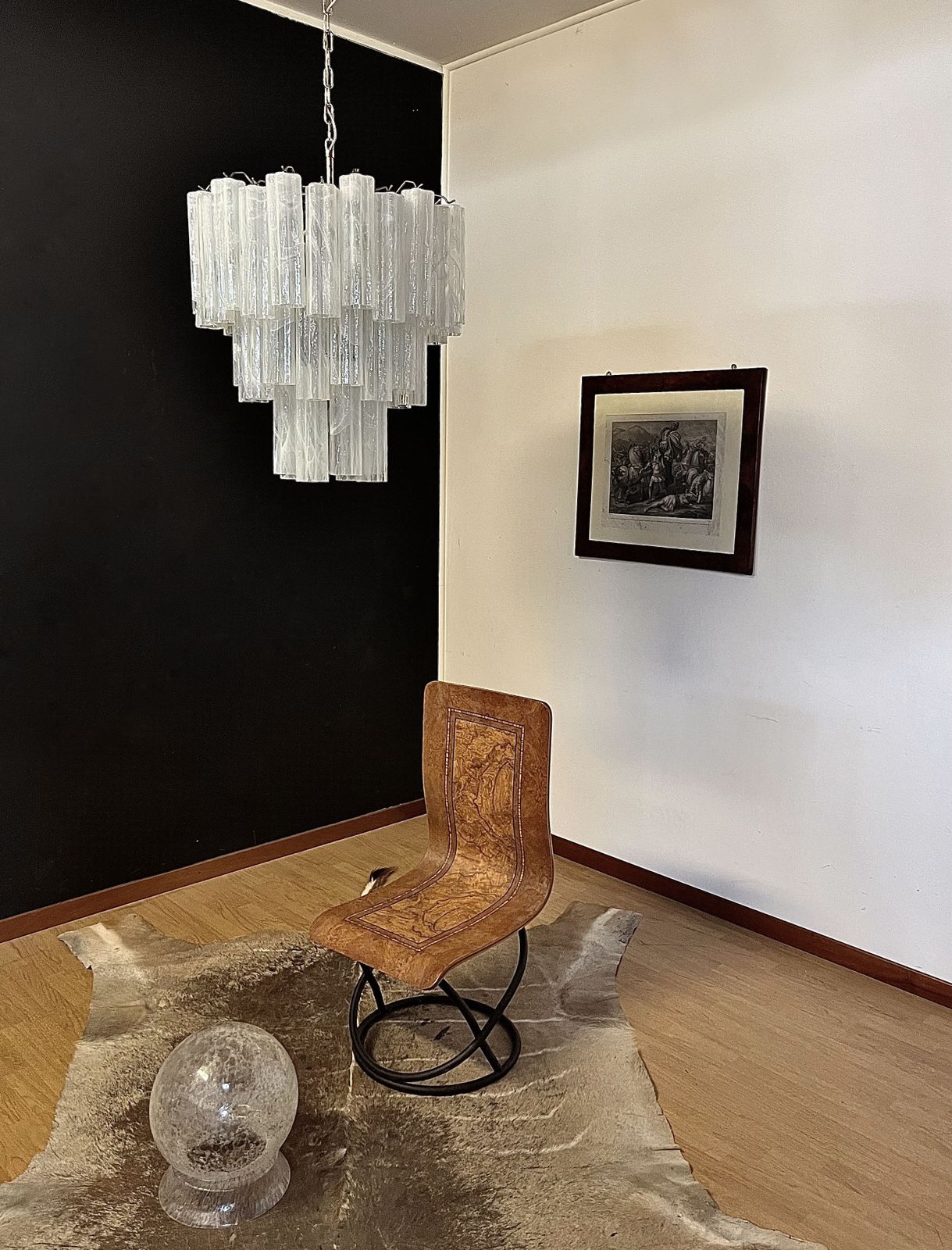 Large Three Tier Murano Glass Tube Chandelier   White Albaster photo Lighting