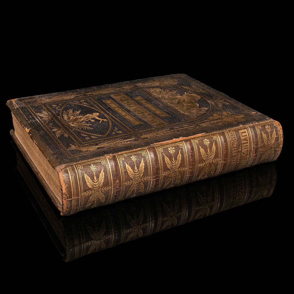 Antique Life & Explorations Of DR Livingstone Book, African Travel, Victorian photo furniture