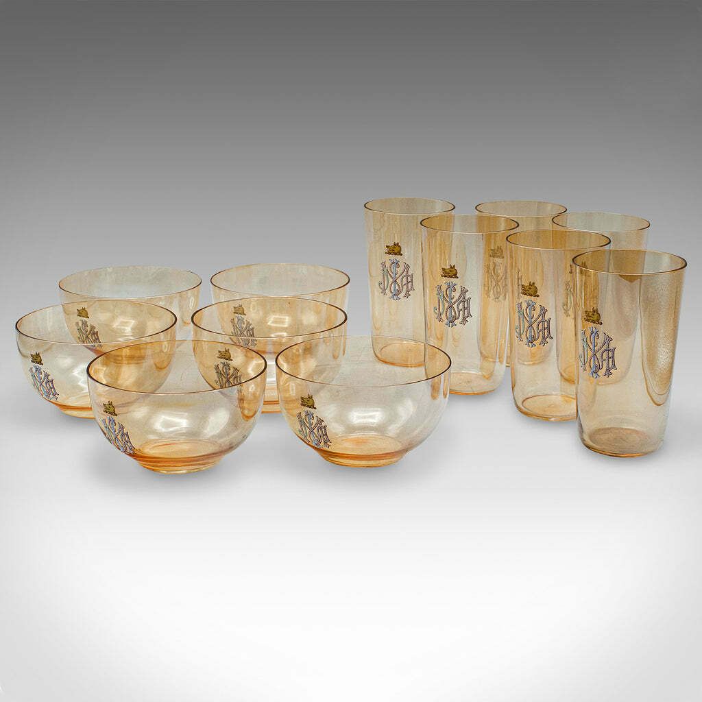 Antique Summer Garden Party Service, Austrian, Glass, Tableware Set, Victorian photo for sale