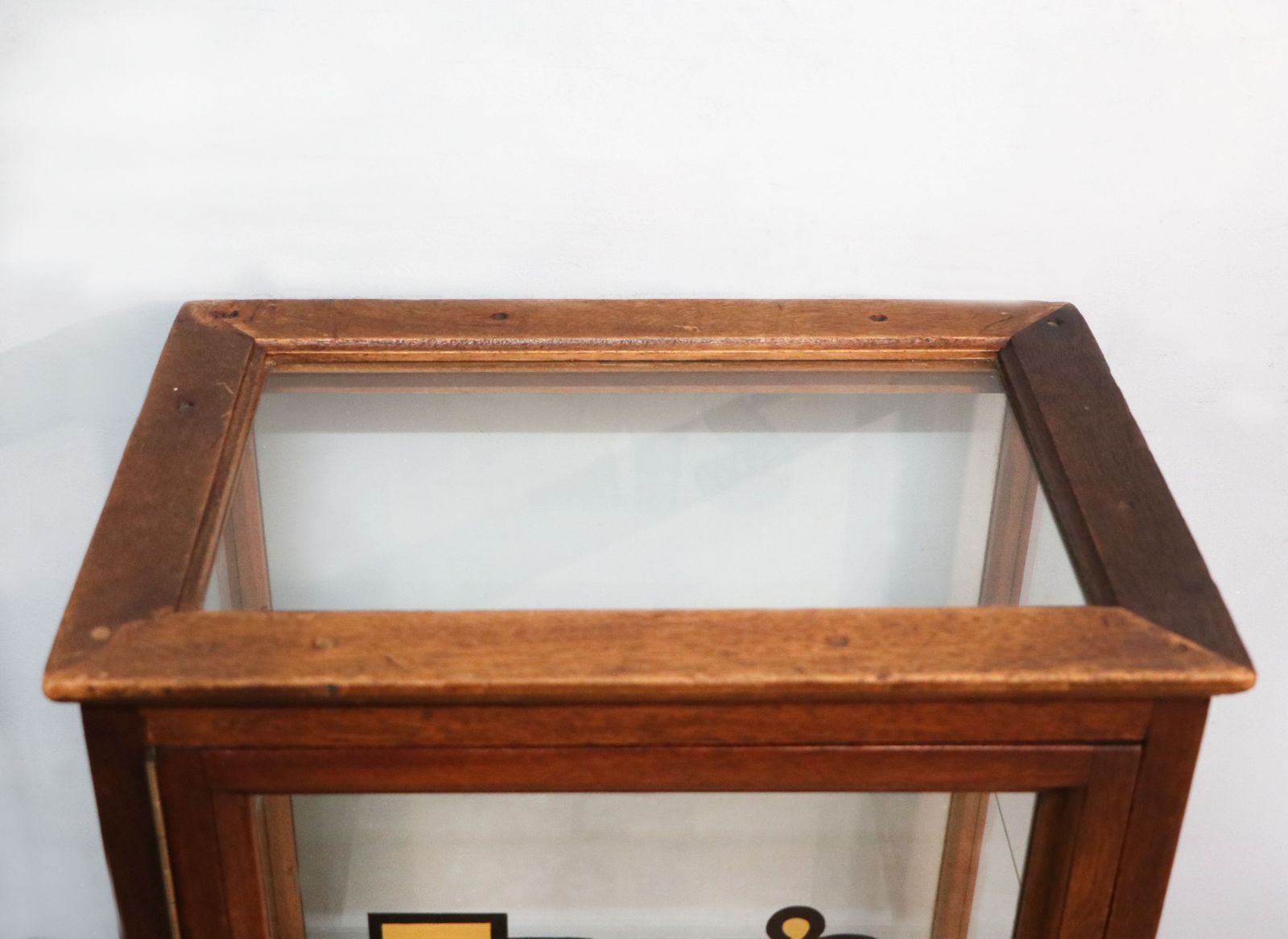 photo for sale A Lovely Pair Of Early 20th Century Counter Display Cabinets Later Sign Written For Frys Chocolate.