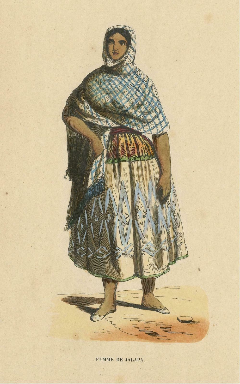 Antique Costume Print Of A Female In Jalapa By Wahlen, 1843 photo furniture