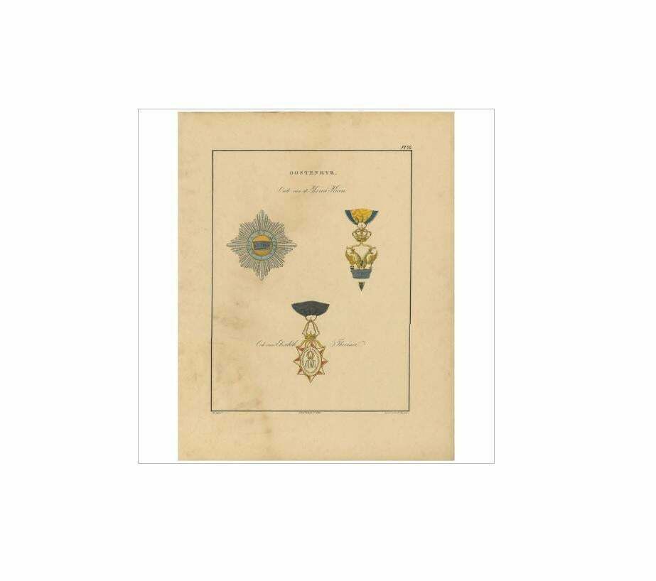 Antique Print Of Various Medals Of Austria 'II' By G.L. De Rochemont, 1843 photo Art