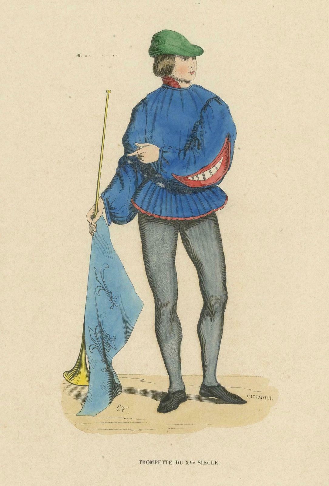 Renaissance Herald: The Messenger Of News, Engraved, Colored And Published, 1847 photo Art