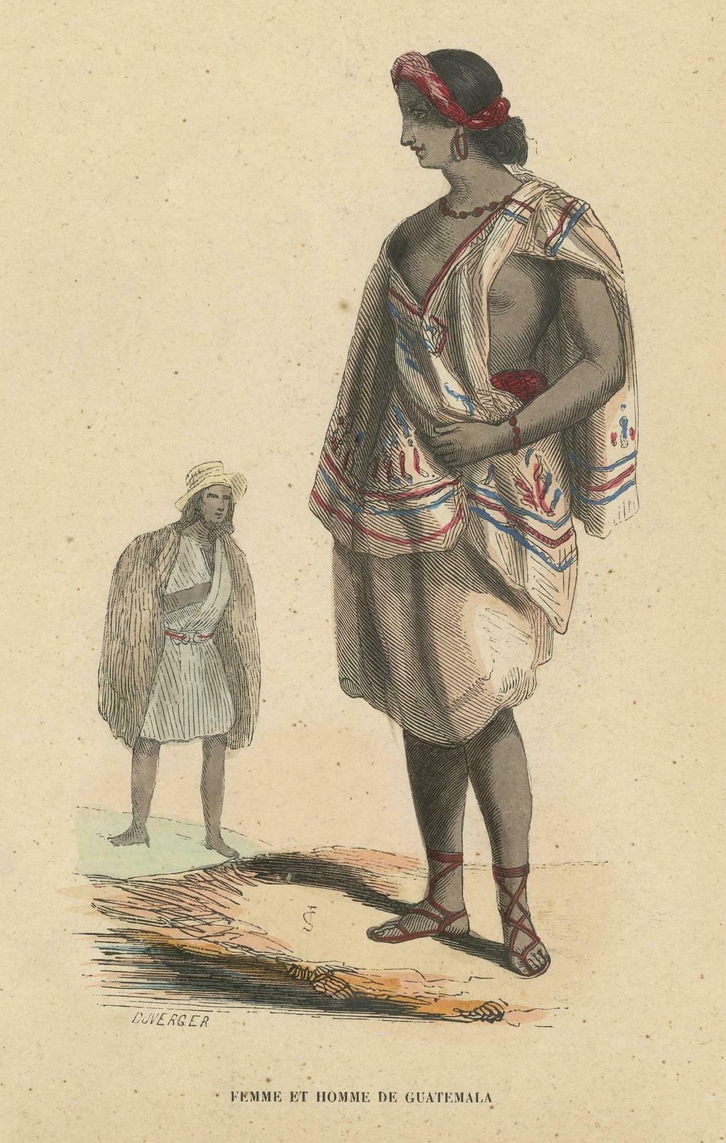 Antique Costume Print Of Inhabitants Of Guatemala By Wahlen, 1843 photo furniture