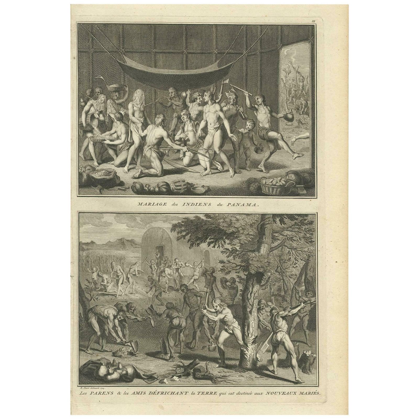 Antique Print Of Wedding Ceremonies Of The Indians In Panama By B. Picart, 1723